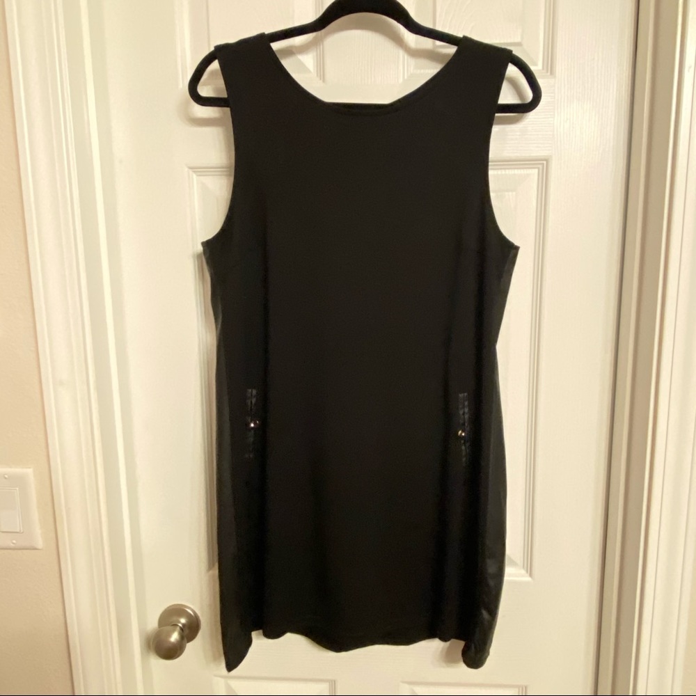 Black Sleevless Dress with Leather sides
